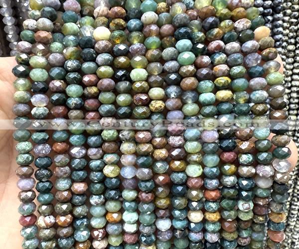 CRB6116 15 inches 4*6mm faceted rondelle Indian agate beads