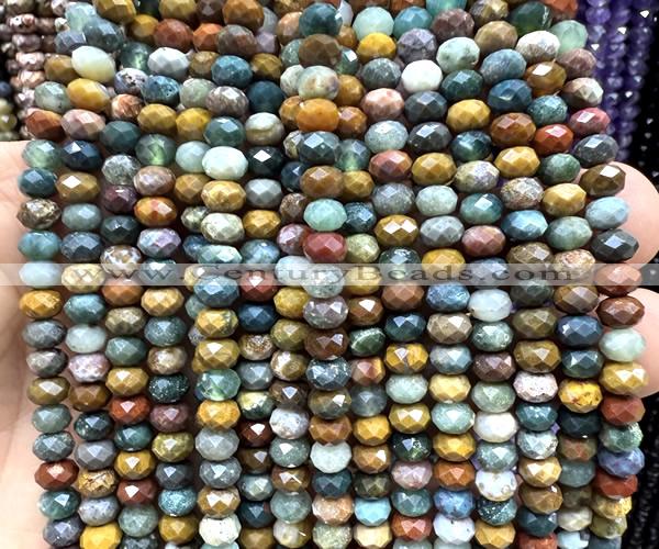 CRB6117 15 inches 4*6mm faceted rondelle ocean agate beads