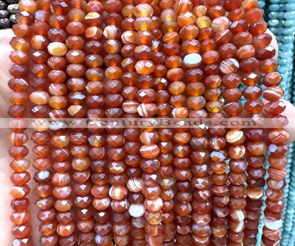 CRB6118 15 inches 4*6mm faceted rondelle red banded agate beads