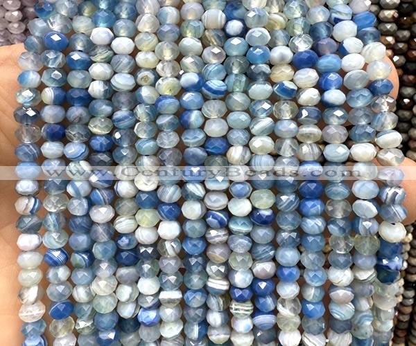 CRB6119 15 inches 4*6mm faceted rondelle blue banded agate beads