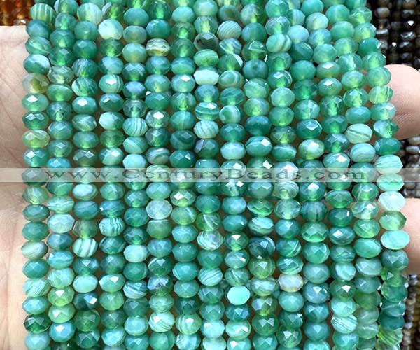 CRB6120 15 inches 4*6mm faceted rondelle green banded agate beads