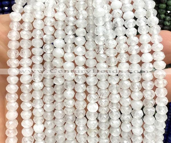 CRB6125 15 inches 4*6mm faceted rondelle white jade beads