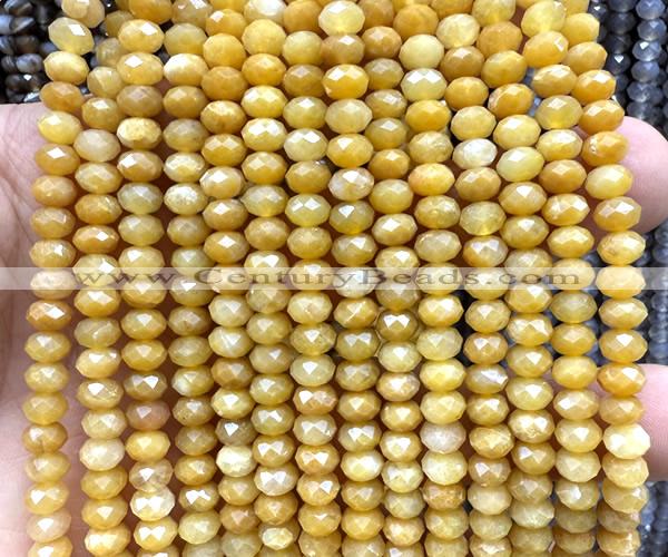 CRB6127 15 inches 4*6mm faceted rondelle yellow jade beads