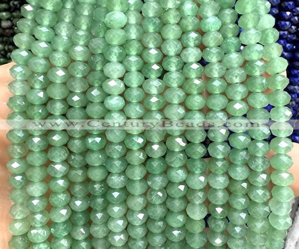CRB6129 15 inches 4*6mm faceted rondelle green aventurine jade beads