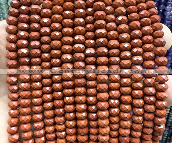 CRB6136 15 inches 4*6mm faceted rondelle red jasper beads