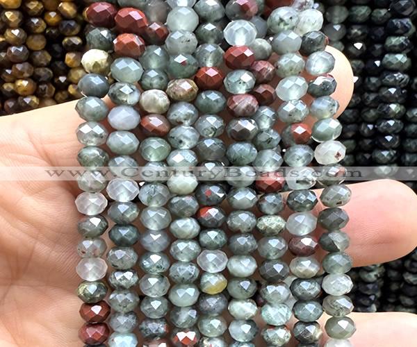 CRB6138 15 inches 4*6mm faceted rondelle blood jasper beads