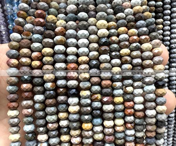 CRB6139 15 inches 4*6mm faceted rondelle American picture jasper beads
