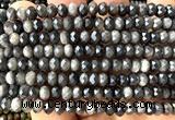 CRB6145 15 inches 4*6mm faceted rondelle silver obsidian beads