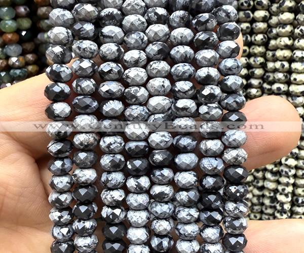 CRB6147 15 inches 4*6mm faceted rondelle snowflake obsidian beads