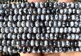 CRB6147 15 inches 4*6mm faceted rondelle snowflake obsidian beads