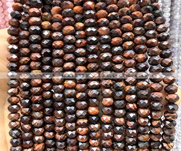 CRB6151 15 inches 4*6mm faceted rondelle red tiger eye beads
