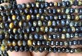CRB6152 15 inches 4*6mm faceted rondelle yellow & blue tiger eye beads