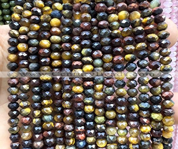 CRB6153 15 inches 4*6mm faceted rondelle colorful tiger eye beads