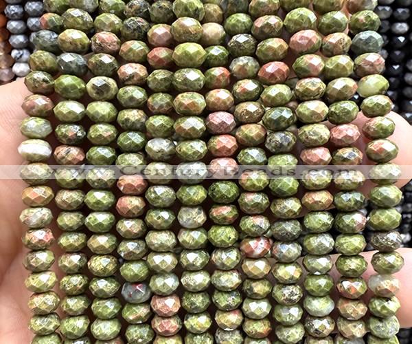 CRB6156 15 inches 4*6mm faceted rondelle unakite beads