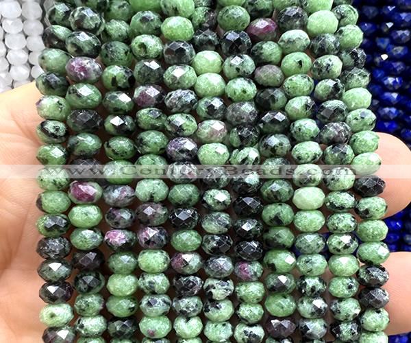 CRB6157 15 inches 4*6mm faceted rondelle ruby zoisite beads