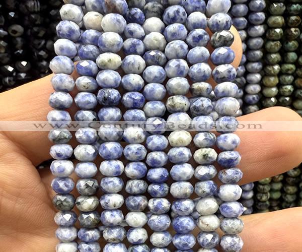 CRB6162 15 inches 4*6mm faceted rondelle blue spot stone beads