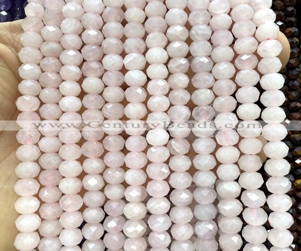 CRB6200 15 inches 5*8mm faceted rondelle rose quartz beads