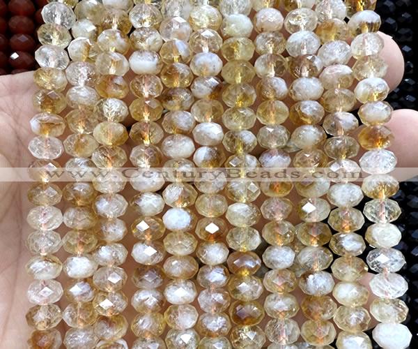 CRB6204 15 inches 5*8mm faceted rondelle citrine gemstone beads