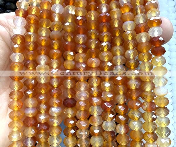 CRB6211 15 inches 5*8mm faceted rondelle red agate beads