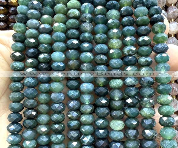 CRB6217 15 inches 5*8mm faceted rondelle moss agate beads