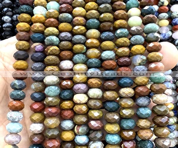 CRB6218 15 inches 5*8mm faceted rondelle ocean agate beads