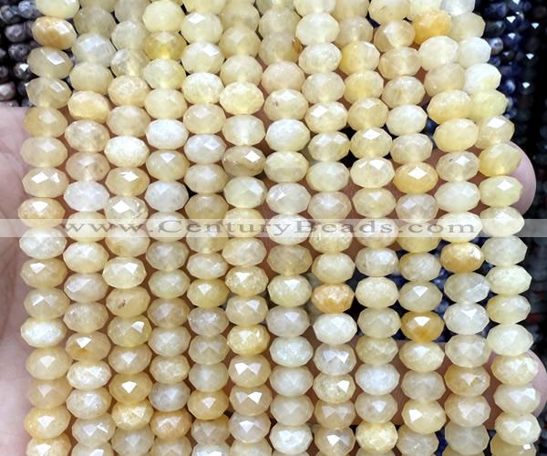 CRB6233 15 inches 5*8mm faceted rondelle yellow jade beads