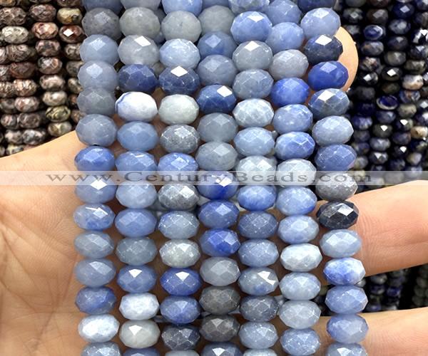 CRB6237 15 inches 5*8mm faceted rondelle blue aventurine jade beads