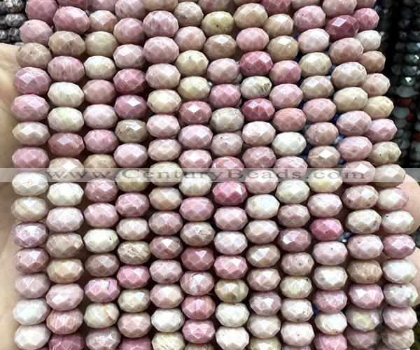 CRB6251 15 inches 5*8mm faceted rondelle pink wooden jasper beads