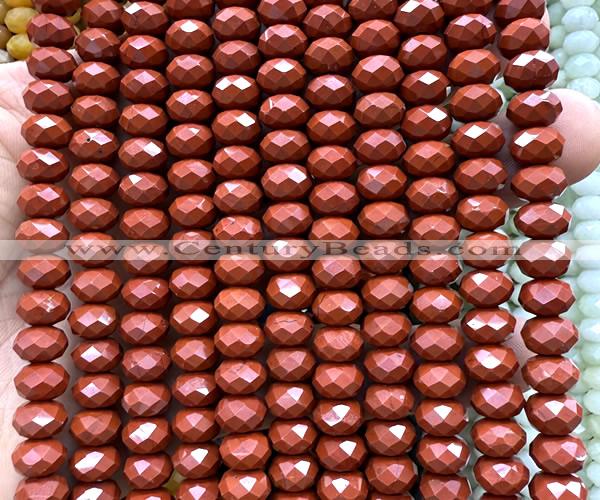 CRB6252 15 inches 5*8mm faceted rondelle red jasper beads