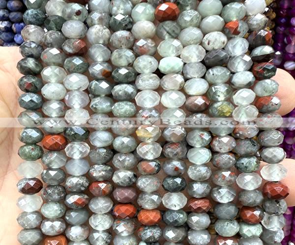 CRB6255 15 inches 5*8mm faceted rondelle blood jasper beads