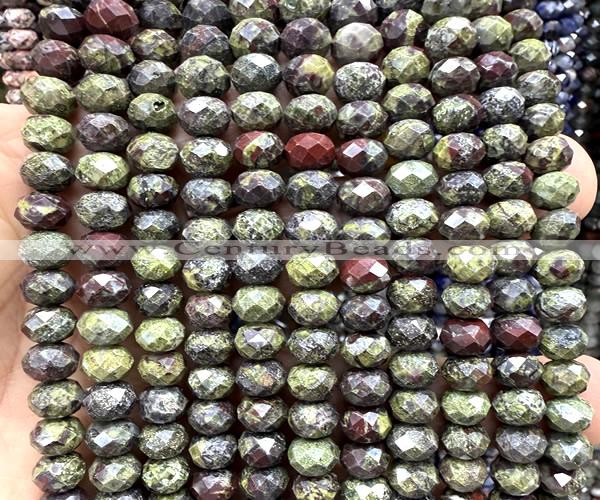 CRB6257 15 inches 5*8mm faceted rondelle dragon blood jasper beads