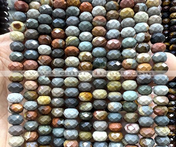 CRB6258 15 inches 5*8mm faceted rondelle American picture jasper beads
