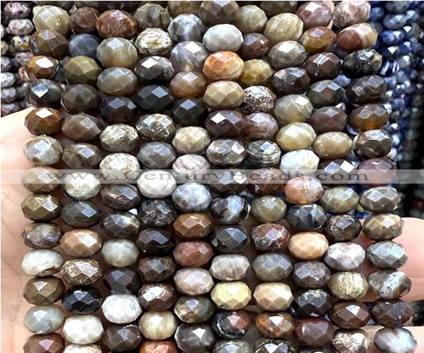CRB6259 15 inches 5*8mm faceted rondelle wooden jasper beads