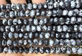 CRB6272 15 inches 5*8mm faceted rondelle snowflake obsidian beads