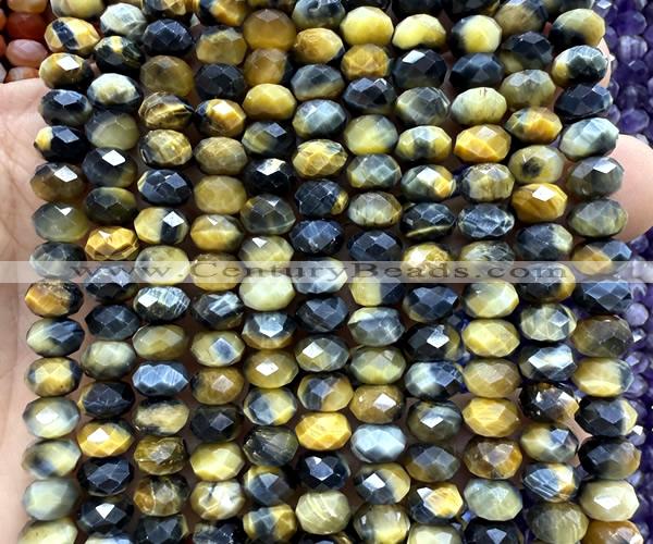 CRB6274 15 inches 5*8mm faceted rondelle golden & blue tiger eye beads