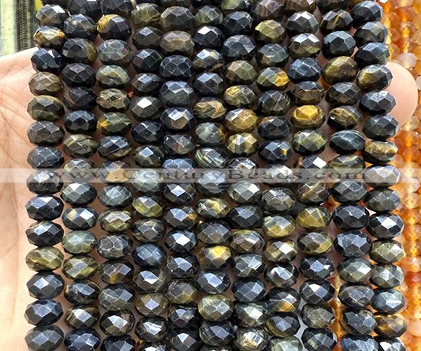 CRB6277 15 inches 5*8mm faceted rondelle blue tiger eye beads