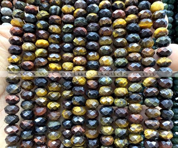 CRB6278 15 inches 5*8mm faceted rondelle colorful tiger eye beads