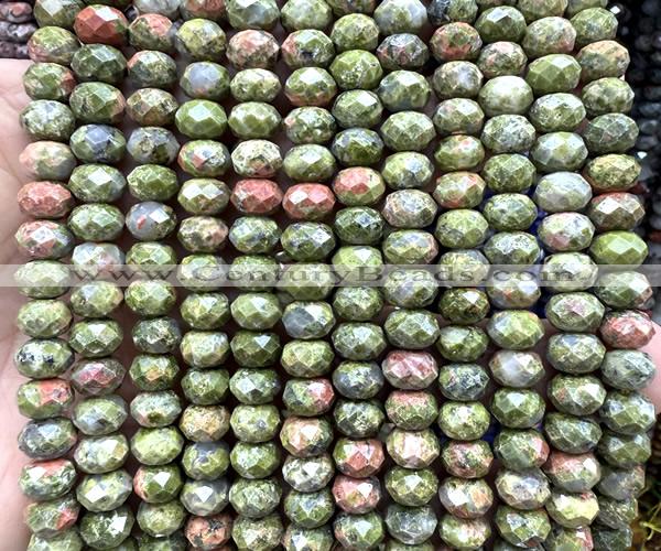 CRB6281 15 inches 5*8mm faceted rondelle unakite beads wholesale