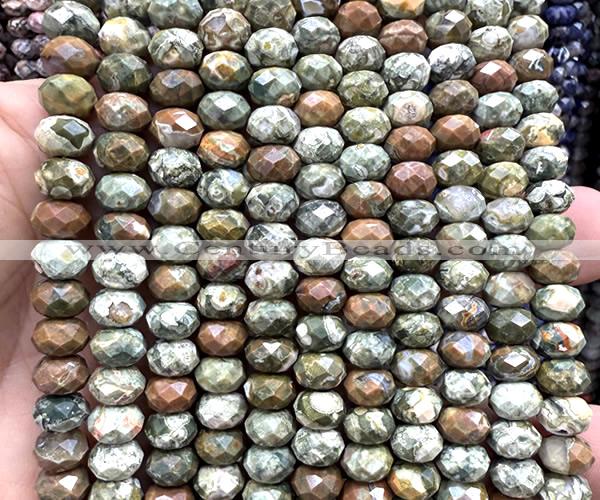 CRB6282 15 inches 5*8mm faceted rondelle rhyolite beads