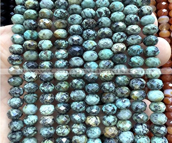 CRB6283 15 inches 5*8mm faceted rondelle African turquoise beads