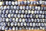 CRB6286 15 inches 5*8mm faceted rondelle blue spot stone beads