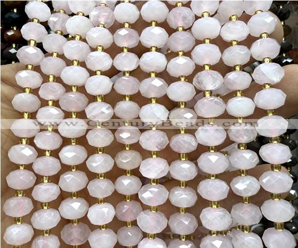 CRB6300 15 inches 6*10mm faceted rondelle rose quartz beads
