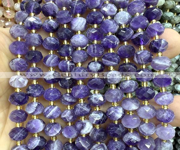 CRB6302 15 inches 6*10mm faceted rondelle dogtooth amethyst beads