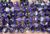 CRB6302 15 inches 6*10mm faceted rondelle dogtooth amethyst beads