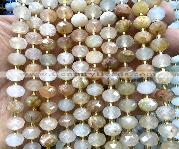 CRB6307 6*10mm faceted rondelle red rutilated quartz beads