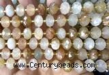 CRB6307 6*10mm faceted rondelle red rutilated quartz beads
