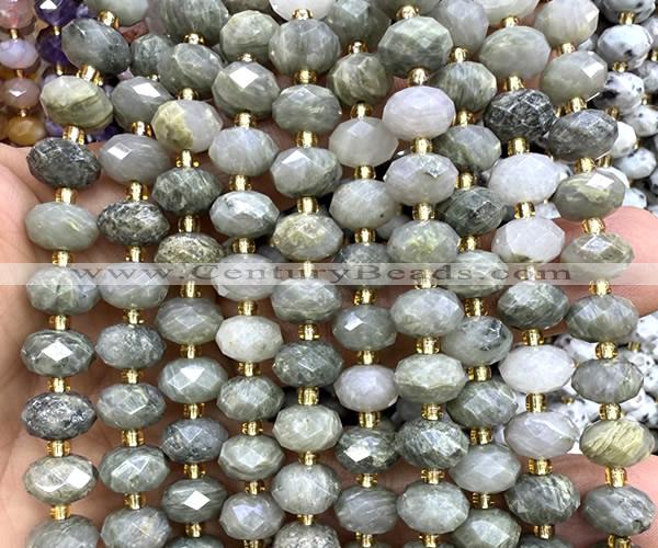 CRB6308 15 inches 6*10mm faceted rondelle seaweed quartz beads