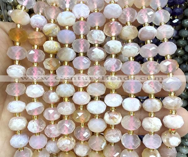 CRB6310 15 inches 6*10mm faceted rondelle sakura agate beads