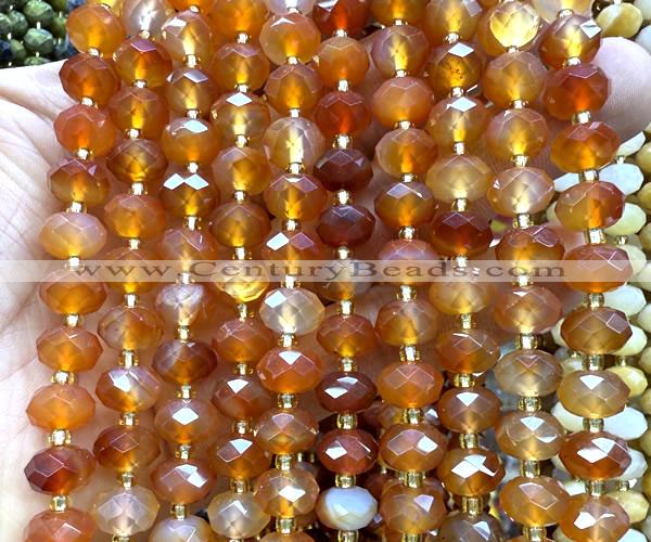 CRB6311 15 inches 6*10mm faceted rondelle red agate beads