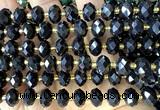 CRB6314 15 inches 6*10mm faceted rondelle black agate beads